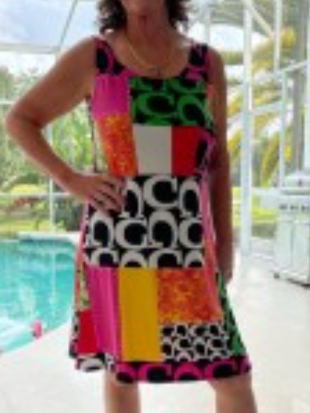 Colorblock Micheal Tyler Print A-Line Dress - Multicolor